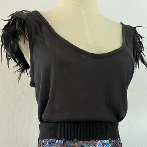 Bird by Juicy Couture Vintage Tank with Beads and Feathers - Size L